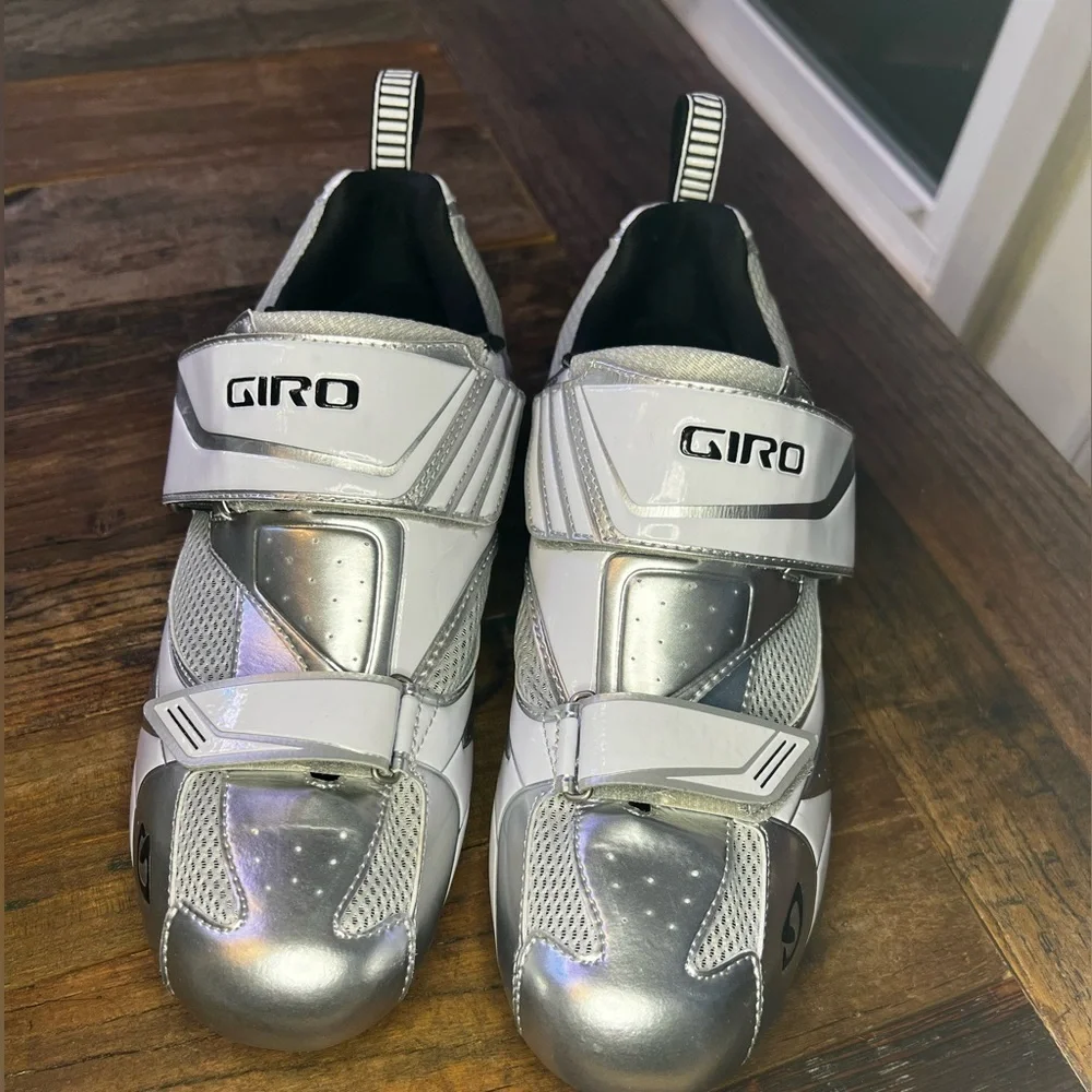 Giro Mele Tri Shoes, cycling shoes chrome & white, great shape (MB2)